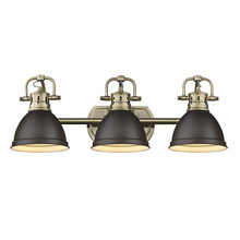  3602-BA3 AB-RBZ - Duncan 3 Light Bath Vanity in Aged Brass with a Rubbed Bronze Shade
